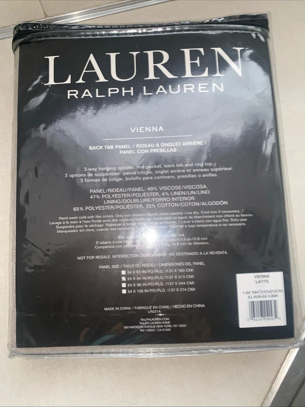 Lauren Ralph Lauren Vienna Back Tab Panel Curtain 54